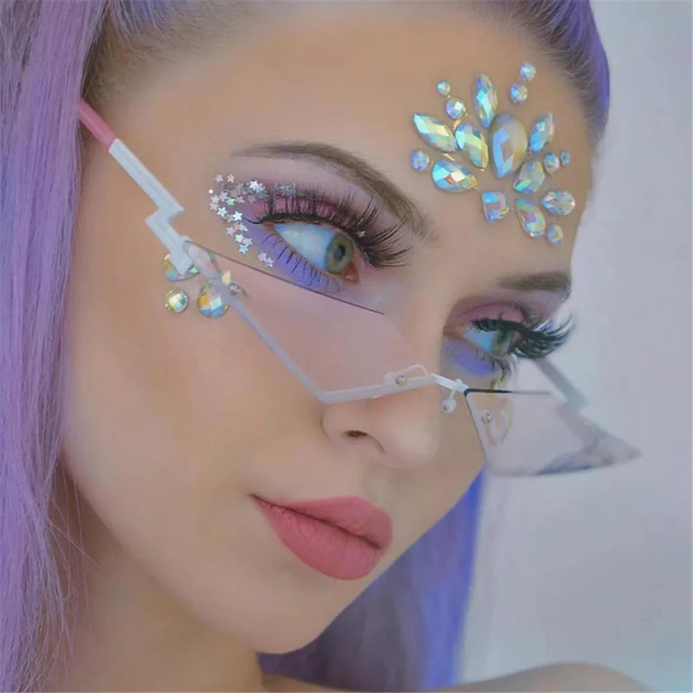 Luxury Fashion Narrow Sunglasses Irregular Diamond Cutting Sunglasses Personality Street Shoot Sun Glasses Female Eyewear UV400