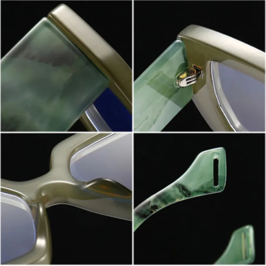 New Fashion Colorful Square Women Glasses Frame Clear Anti Blue Light Spring Hinge Wide Legs Eyewear Men Optical Polygon Frame