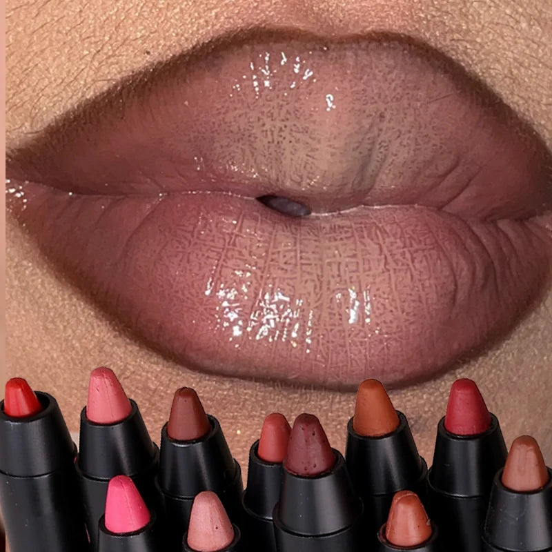 12 Color Lip Liner Pen Smudge-proof  Longwear Rich Lips Colors Smooth Application Color Sensational Shaping Lip Liner Lip Makeup