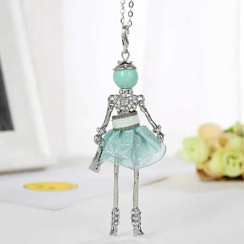 New Women Doll Long Chain Necklace Shining Dress Pendant Handmade Girl Maxi Necklaces & Pendants Brand Hot Fashion Jewelry
