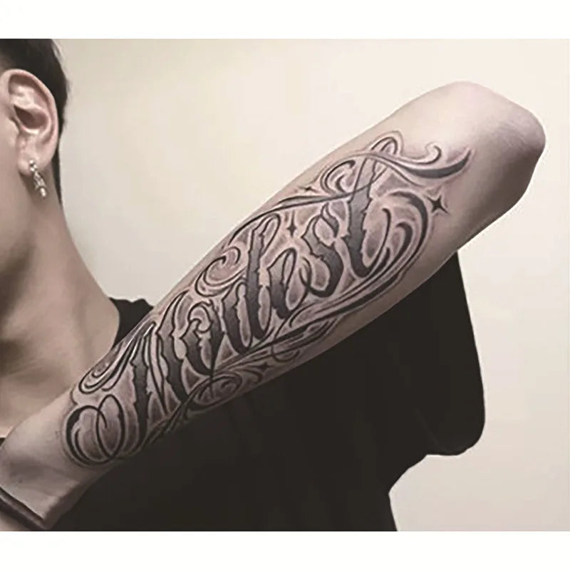 Long Lasting Temporary Tattoo Stickers Men Arm Sleeve Body Painting Juice Ink Fake Tattoo For Male Adult Semi Permanent Tattoos