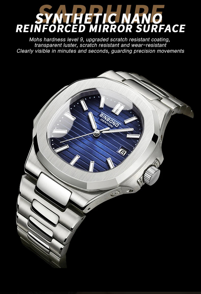 BINBONG B1885 Luxury Business Men Quartz Wristwatch 30M Waterproof Luminous Stainless Strap Men's Watches Relogio Masculino