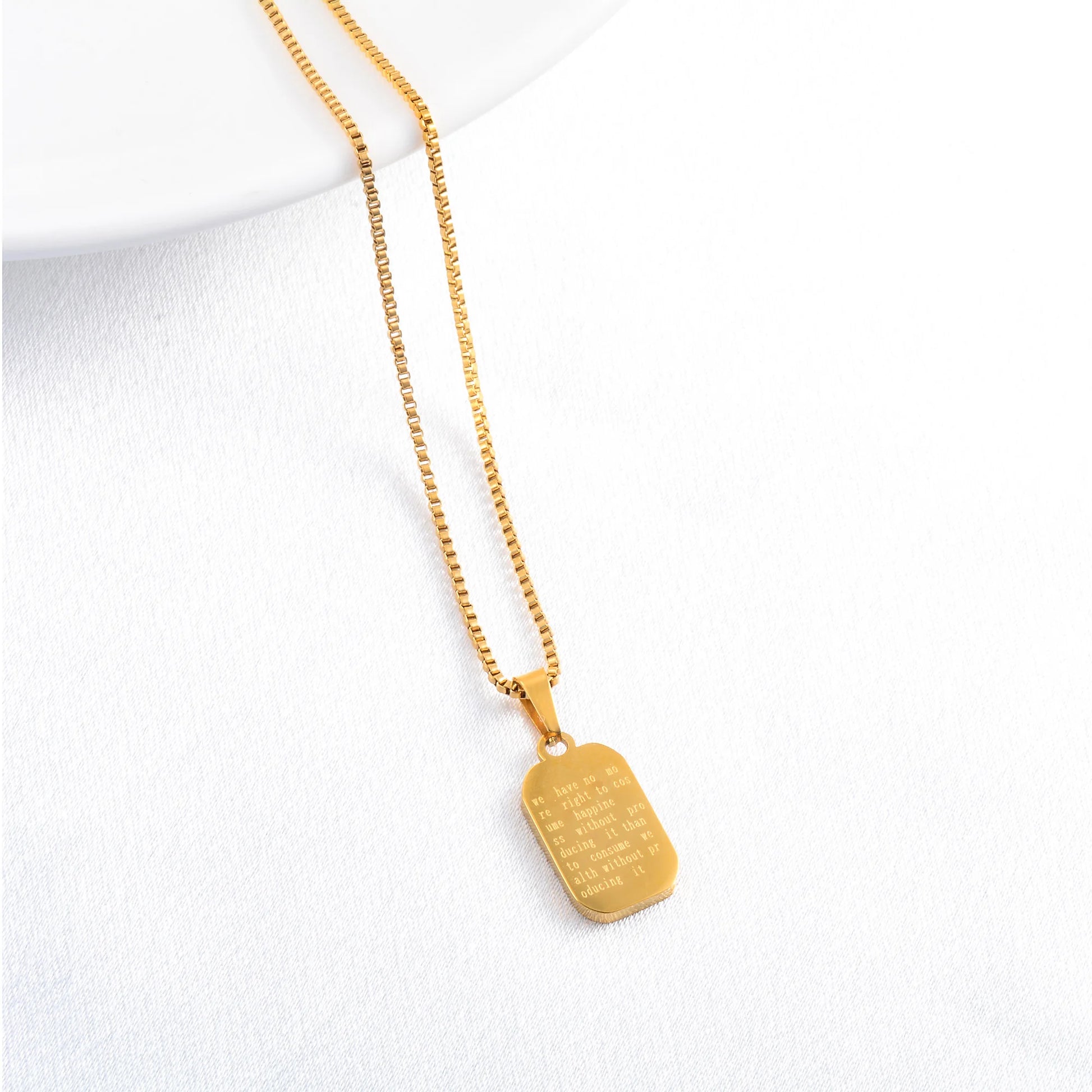 Square Black Pendant with Chain Stainless Steel Minimalist Necklace for Women Gold Color Plated Choker with Extender Jeweley