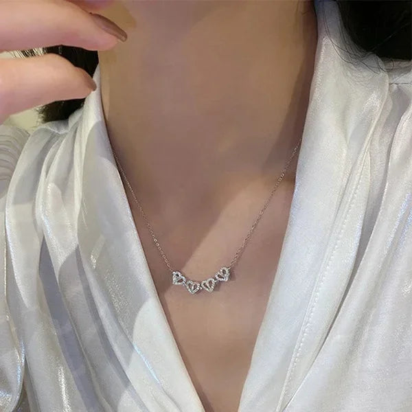 1/2PC Unique Heart Shaped Four Leaf Clover Pendant Necklace Silver Gold Jewelry Zircon Love Clavicle Chain Gifts Openable
