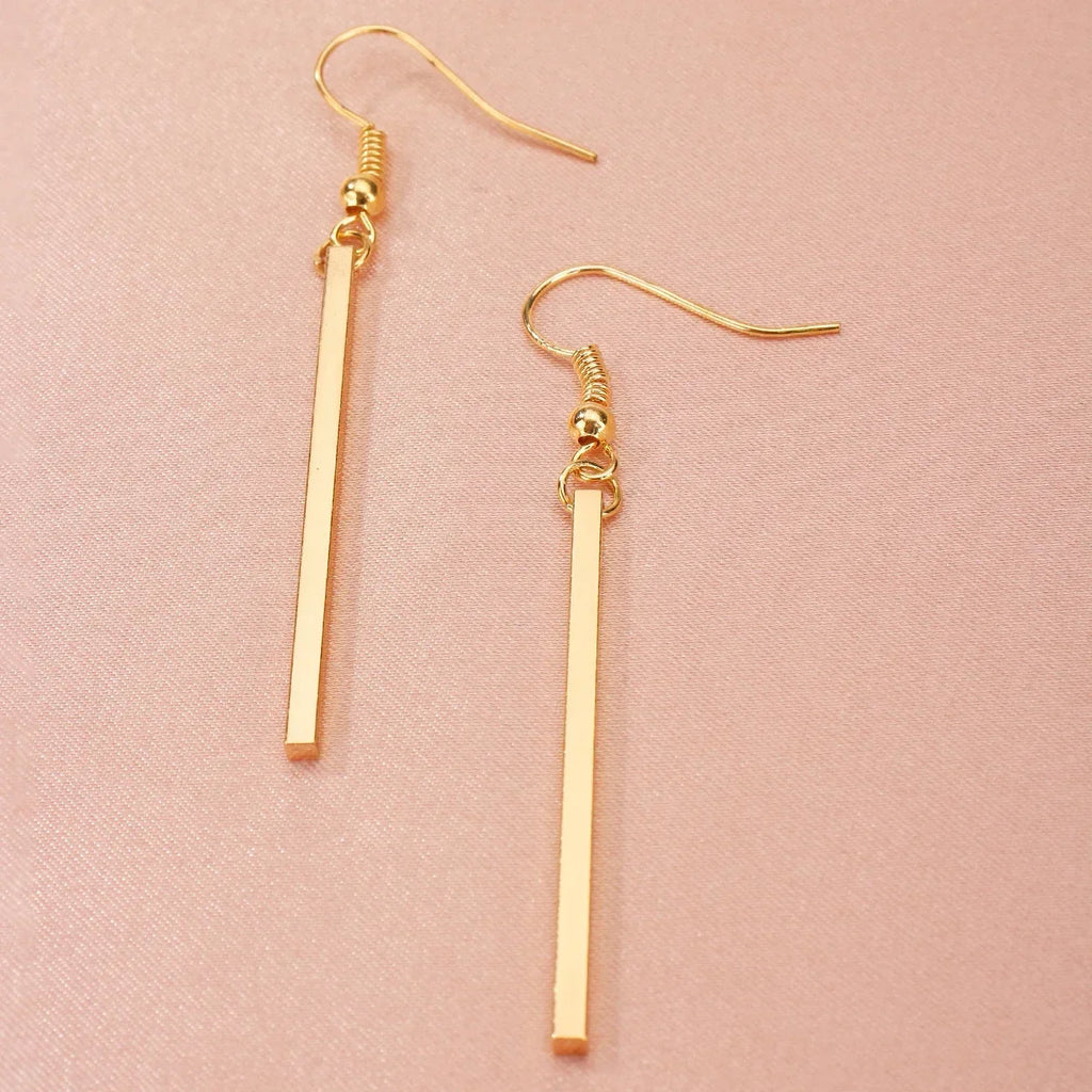 Elegant Gold Stick Jewelry Sets for Women Pendant Necklace Drop Earring Simlpe Adjustable Geometry Wedding Jewelry