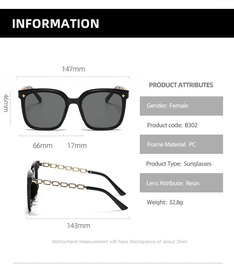 Square Sunglasses for Woman 2023 Vintage Big Frame Black Mirror Sun Glasses Shading Polarizer Sexy Female Travel Eyewear Uv400