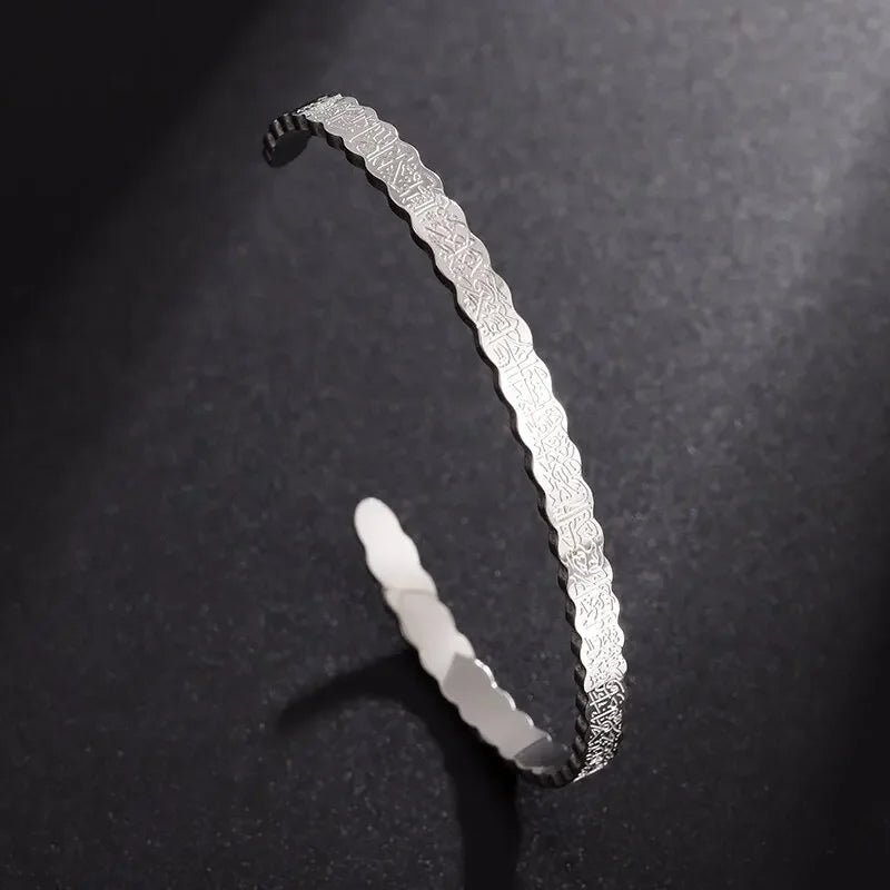 Retro Pattern Sanskrit Opening Bracelet Buddhist Six-Character Mantra Twist Cuff Bangles Men and Women Fashion Jewelry Gift