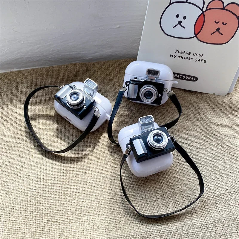Earphone Cases For Apple Airpods 3 2 1 Pro Case Soft Silicone Headphone Case with Strap Camera Earphones Cover for Air Pods Case