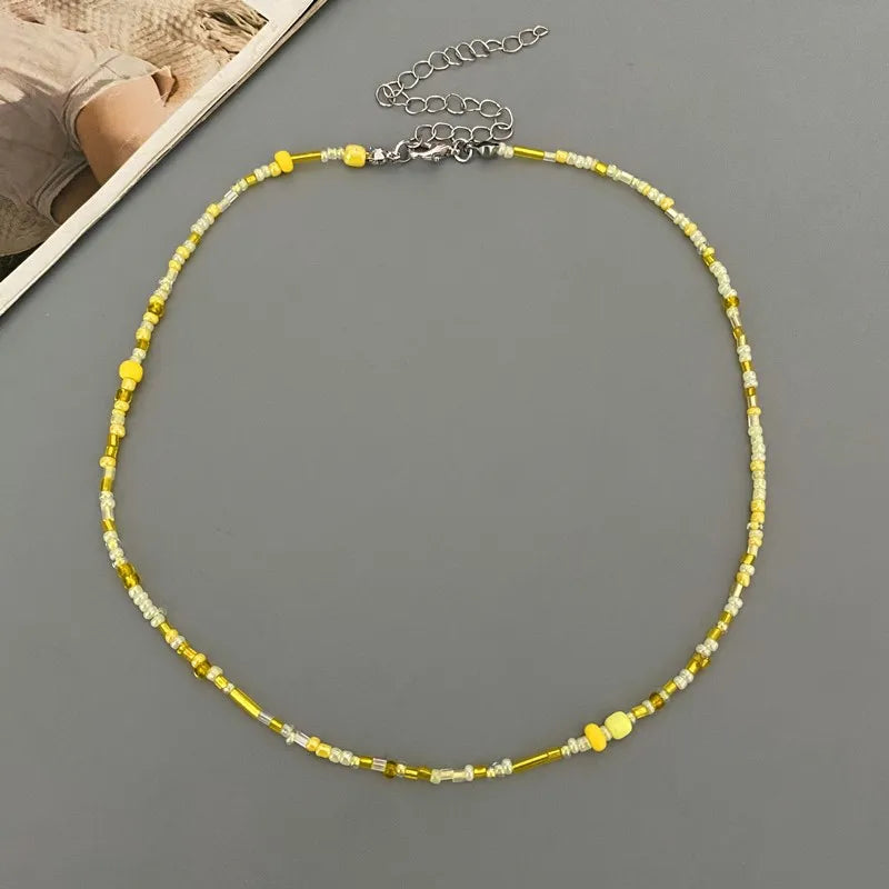 1 pc Irregualr Glasses Beads Choker Necklace for Women Fashion Trendy Popular Short Neck Jewelry Colorful Necklace  Wholesale