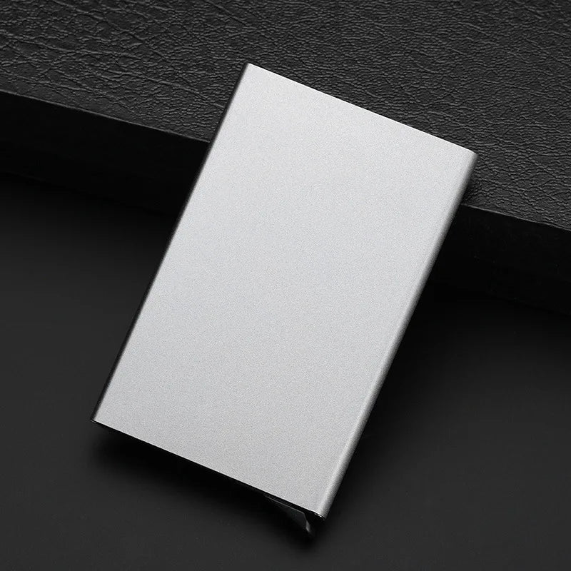 Portable Bank Card Box Anti-theft Brush ID Credit Card Box Simple Business Card Box Aluminum Alloy Card Box Metal Wallets Pocket