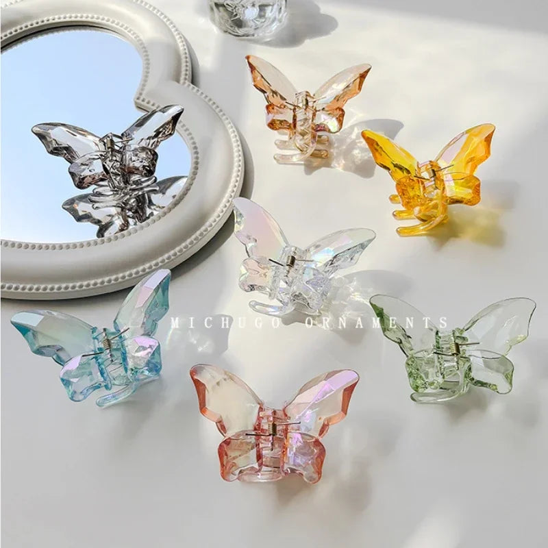 Crystal Butterfly Mermaid Hair Claw Girls Back Head Clamp Clip Transparent Large Hair Clips Hairpins Headdress Hair Accessories