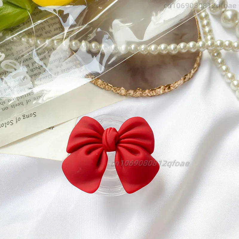 Cute Colorful Bowknot Phone Grip Expandable Desktop Stand Macaron Resin Butterfly Knot Foldable Holder Mobile Accessory