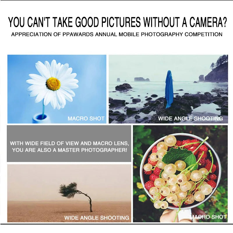 3 in 1 Fisheye Lens 0.67X Wide Angle Micro Camera Lens for iPhone Angle Zoom Fish Eye Len on Smartphone Lenses with Phone Clip