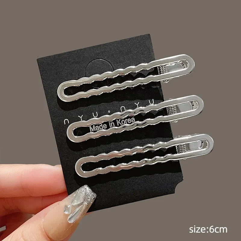 3Pcs/Set Sweet Fashion Metal Hairpin Non Slip Hairpin Geometric Hollow Hair Pin Women Barrettte Hair Clip