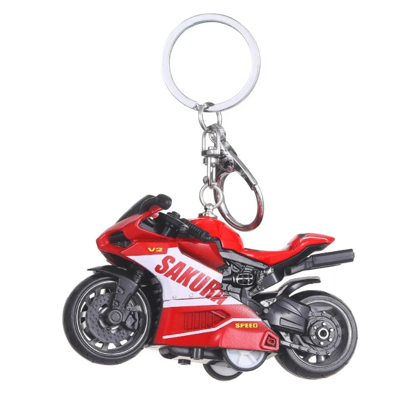 Cartoon Mini Motorcycle Keychain Exquisite Car Motorcycle Keychain Backpack Pendant Key Ring Accessories