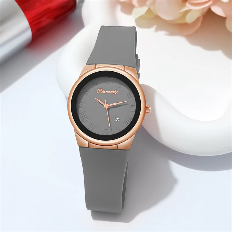 Silicone Strap Quartz Watch Student Watches New Calendar Wristwatch Minimalist Fashion Women Luxury Reloj Mujer Dropshipping