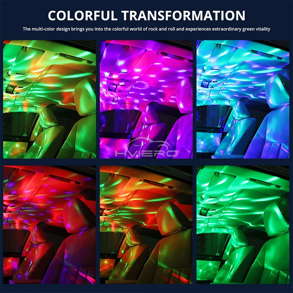 Car DJ RGB Music Sound Colorful LED Mini Mushroom Atmosphere Lights Auto USB-C IOS Holiday Party Karaoke Welcome Decoration 5V