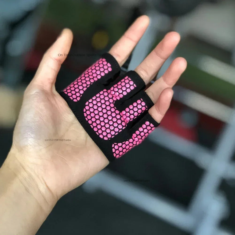 1pair Gym Half Finger Gloves Men Women Anti-Slip Silicone Workout Glove Pull Up Power Weight Lifting Grips Hand Plam Protector