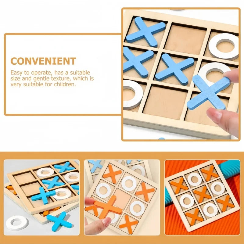 Xo Tic Tac Toe Wooden Board Game Table Toy Parent-child Interactive Fun Game Children Puzzle Toys For Birthday Party