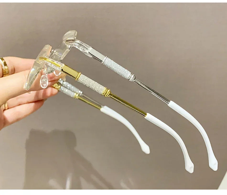 New Rimless Diamond Cutting Presbyopic Glasses Ladies Anti Blue Light Ultra Light Reading Glasses +1.0+1.5+2.0+2.5+3.0+3.5+4.0