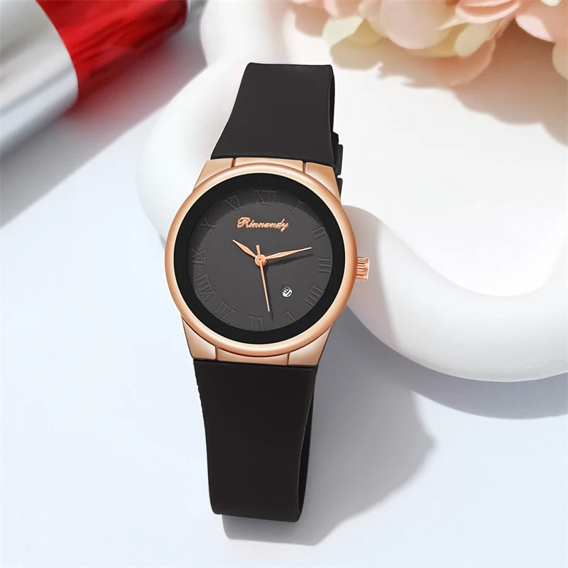Silicone Strap Quartz Watch Student Watches New Calendar Wristwatch Minimalist Fashion Women Luxury Reloj Mujer Dropshipping