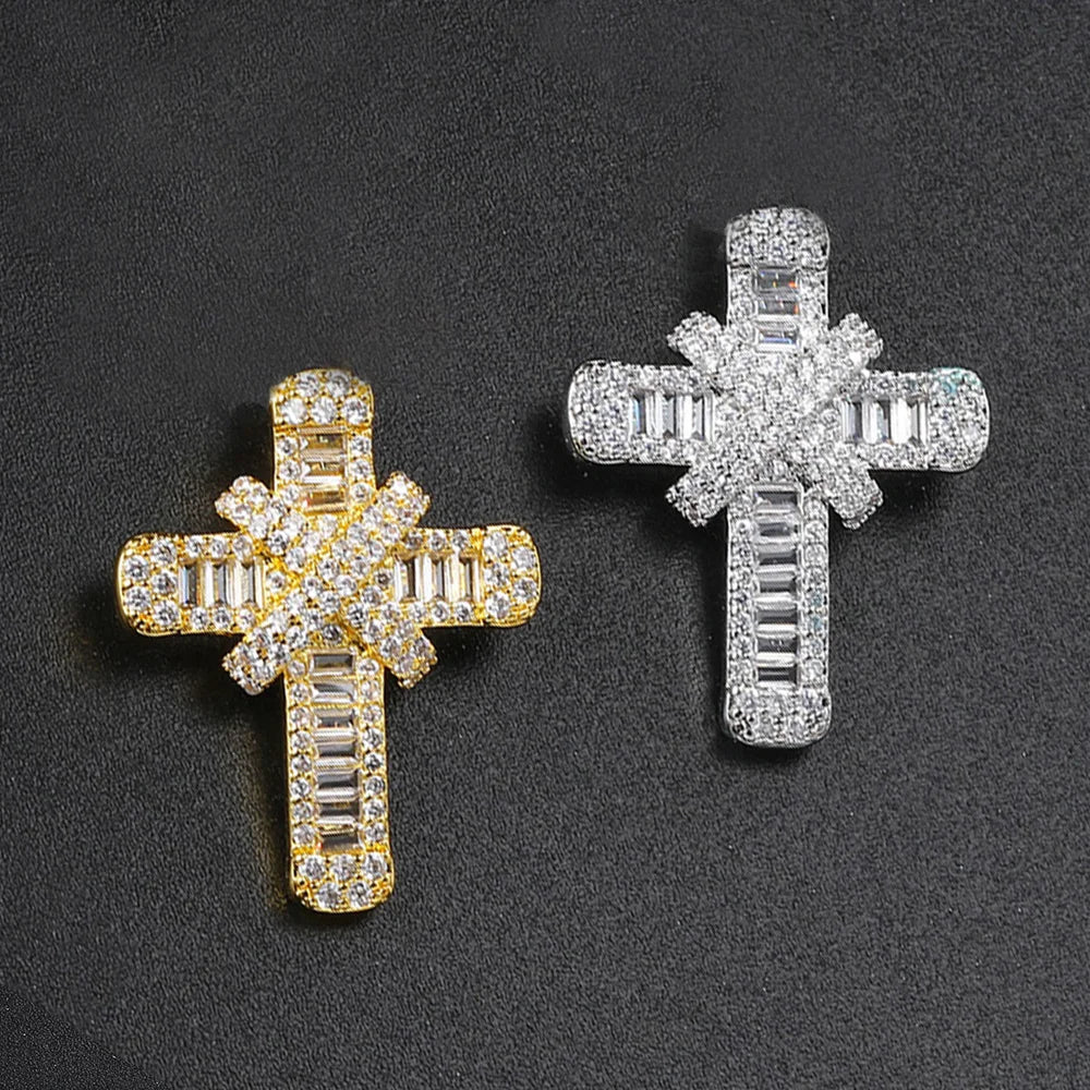 Hip Hop Cross Pendant Rope Box Chain Necklaces for Men Women Luxury Inlaid CZ Punk Personality Rapper Accessory Fashion Jewelry