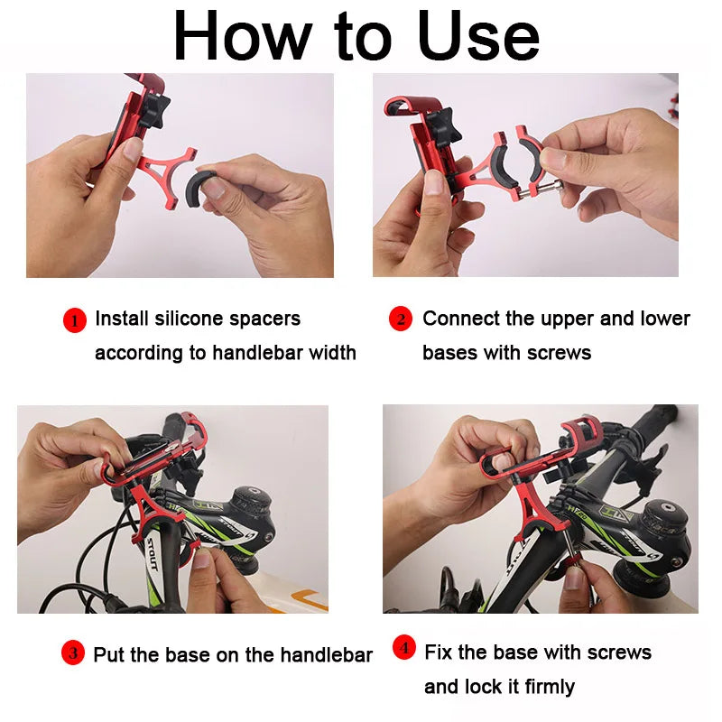 Aluminum Alloy Mobile Phone Holder MTB Bicycle Metal Cellphone Stand Shock-proof Fixed Navigation Bracket Bike Moto Accessories