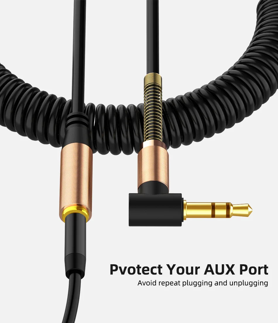 Elbow Spring 3.5mm AUX Audio Extension Cable 3.5 Jack male to Female Audio Extender Cable Retractable Cable