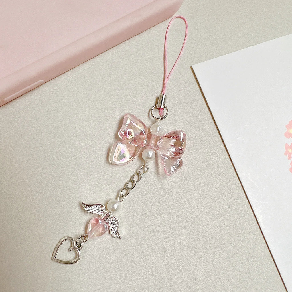 Phone Charm Y2K Phone Chain Trendy Pendant Bow Lanyard Mobile Phone Strap Sweet Girl Key Cord Mobile Lanyard Jewelry Gift