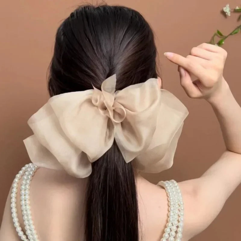 Fashion New Oversize Hair Bows Chiffon Solid Color Large Bowknot Hairpins Spring Clamp Clip Women Korea Headwear Accessories