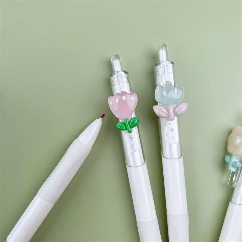 Cute Mini Flower Gel Pens Black Ink Neutral Pens Kawaii Korean Stationery Kids Gifts Writing Tools School Office Supplies