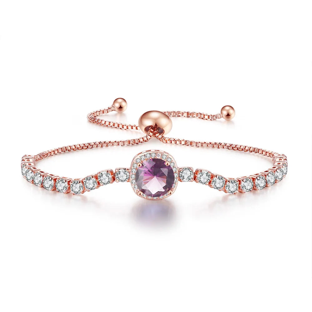 Sparkling Ajustable Tennis Bracelets For Women Men Punk Square Cubic Zirconia Hand Chain Rose Gold Plated Jewelry Gift KCH086