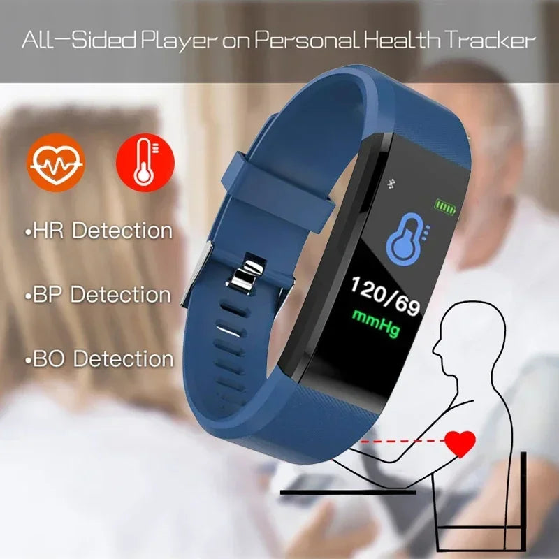 Smart Watch 115Plus Bracelet Heart Rate Blood Pressure Band Fitness Tracker Smartwatch Bluetooth Wristband