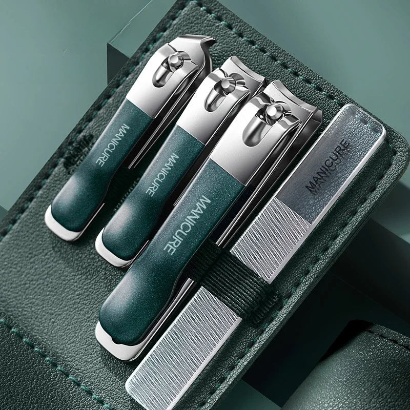 1/4 Pieces/set Manicure Set with Portable Leather Case and Nano Nail File - Fingernails & Toenails Clippers for Nail Care