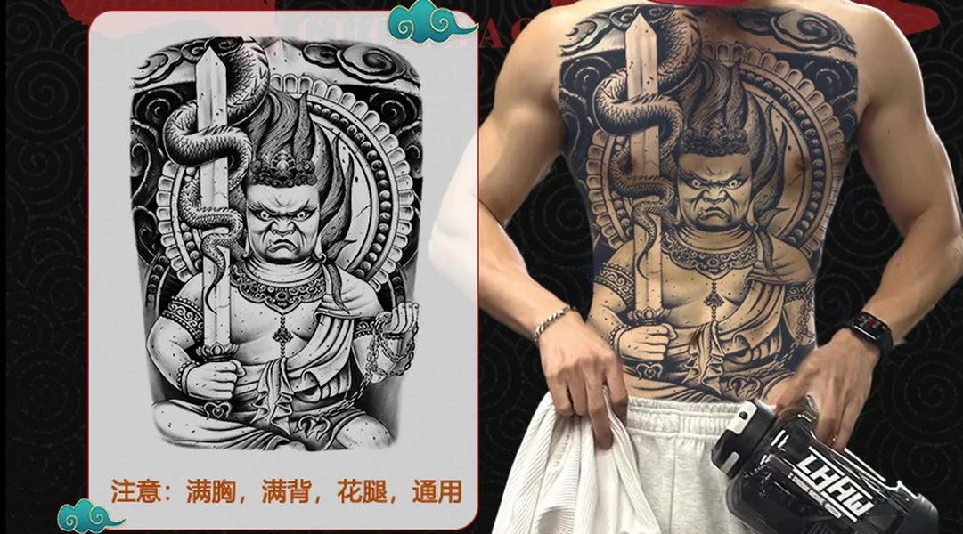 Angel Wings God Tattoo Stickers Realistic Juice Ink Semi Permanent Full Back Body Tattoo Temporary Lasting 2 Weeks Men Adult