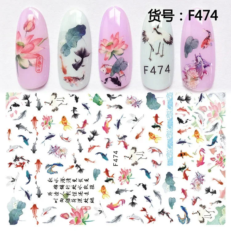 3D Chinese Red Black Dragon Manicure Decor Stickers Snake Nail Sticker DIY Self Adhesive Nail Decals Acrylic Nail Art Decoration