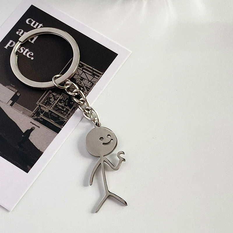 1PC Interesting Match People Than Heart Middle Finger Couple Keychain Car Personality Cute Funny Student Car Pendant Accessories