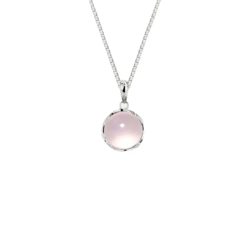 Korean Fashion Colorful Crystal Round Pendant Silver Color Chain Neck Necklace for Women Sweet Wedding Aesthetic Charm Jewelry