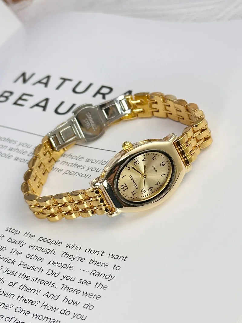 Brand Oval Watches for Women Ladies Gold Steel Strap Quartz Watch Simple and Fashionable Quartz Wristwatches Dropshipping