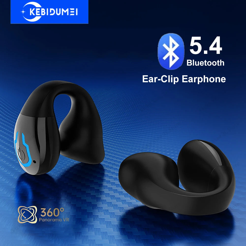 Bluetooth 5.4 Earphone Ear Clip Headphone Wireless Headset HiFi Stereo Noise Reduction Waterproof Earbud for Xiaomi iPhone