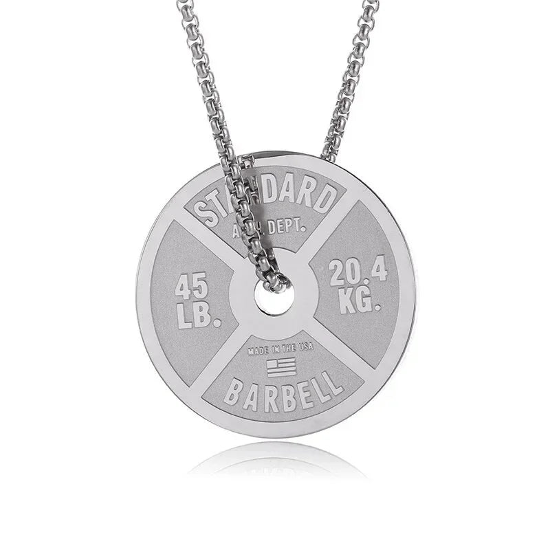 Men\\\\'s Fashion Classic Design Fitness Master Hand-Held Dumbbell Pendant Hip Hop Rapper Prom Party Necklace