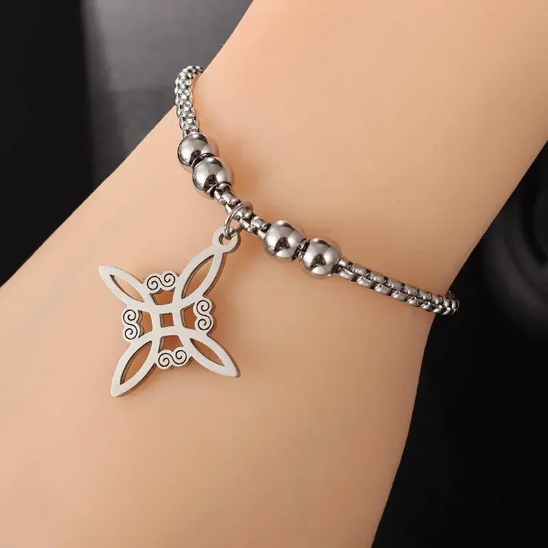 Stainless Steel Witchcraft Witch's Knot Adjustable Bracelet for Men Women Irish Celtic Supernatural Lucky Jewelry