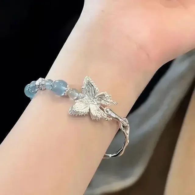 Chinese Style Tassel Beaded Bracelet for Women Retro Butterfly Pendant Charm Bracelets Temperament Bangles Fashion Jewelry Gift