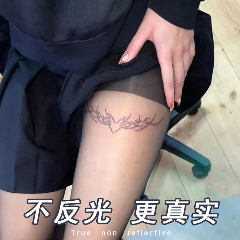 Herbal Heart Temporary Tattoos for Women Succubus Wings Tattoo Stickers Hotwife Sexy Thigh Art Fake Tattoo Lasting Tatoo