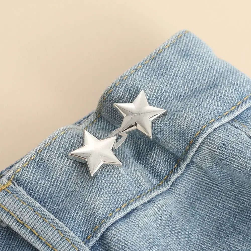 1Pcs Star Adjustable Pants Fastener Clips for Pants Pin Retractable Waist Button Loose Button for Jeans Perfect Fit Reduce Waist