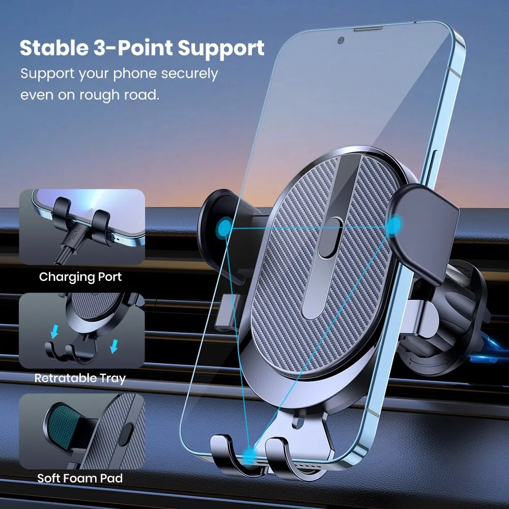 Gravity Car Phone Holder Auto Air Vent Clip Cell Smartphone GPS Support 360 Degree Rotation Air Outlet Mount for Mobile Phone