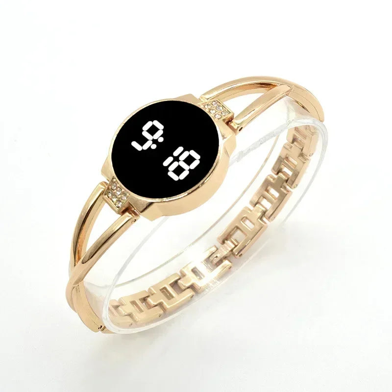 LED Fashion Watch for Women Bracelet Touch Screen Ladies Time Steel Band Electronic Student Ladies Simple Style Watches
