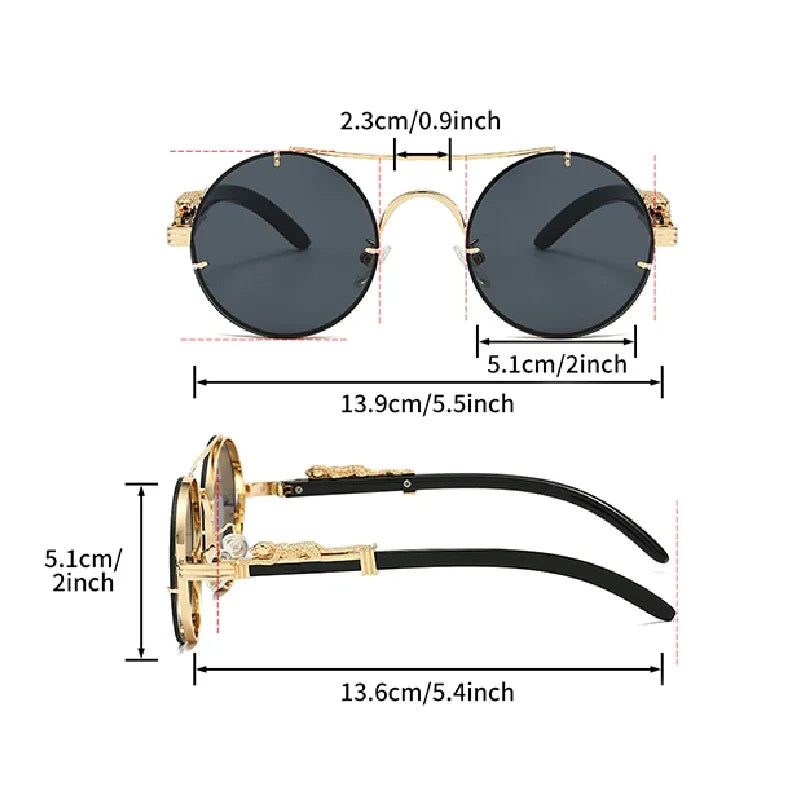 Retro Round Metal Sunglasses Fashion Pilot Gradient Driving Men's Shades Women Vintage Trendy Brand Design Sun Glasses
