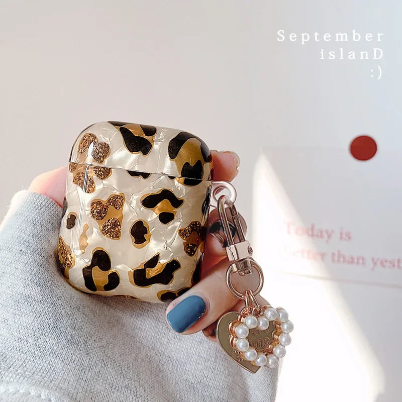 Pearl Earphone Cases For Airpods Pro 2 Leopard Pendant Headphone Protective Cover For Apple Airpod 3 Pro 2 1 3rd Generation Case