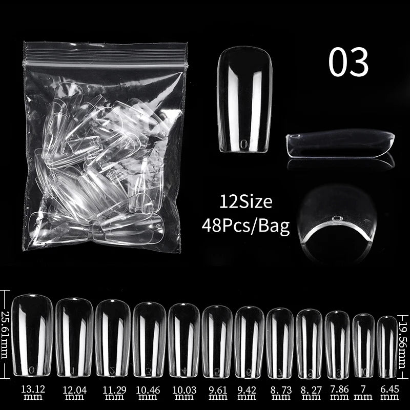 False Nail Tips Extension System Full Cover Sculpted Coffin False Fake Nail Tips DIY Practice Manicure Tools Quick Building Mold